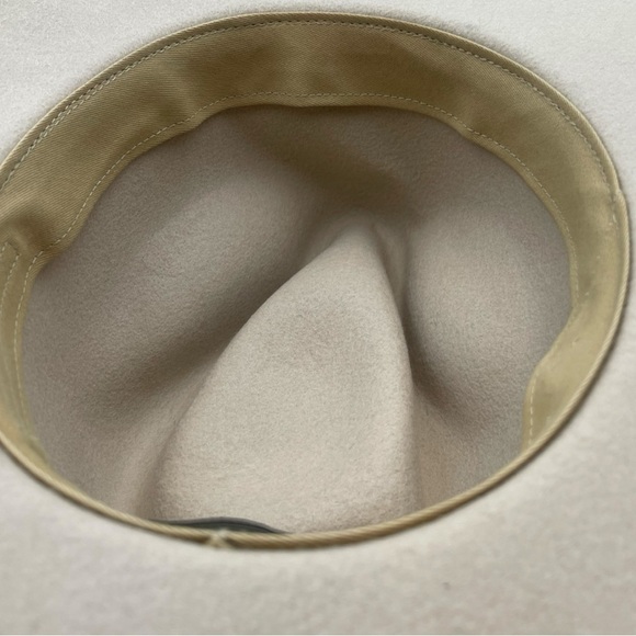 WYETH Wide Brim Fedora 100% Wool Felt Hat One Size Beige Neutral - Picture 14 of 15